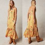 Free People  Bohemian Rosie Posie Strapless Midi Dress Yellow Floral Size Small Photo 1