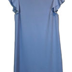 Ces Femme Womens Ruffle Dress Size Large Baby Blue SS Pullover Stretch Photo 0