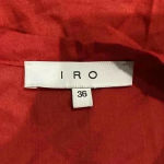 IRO Florine Mini Red Distressed Frayed Short Lace Up Shift Dress Photo 4