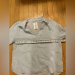 Calypso St. Barth Blue Linen Collared V-neck Top Photo 4