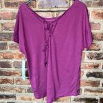 Lole New NWT  Mulberry Purple Short Sleeve Lace-Up Top Women's Size Large Photo 0