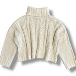 Love Tree  Cream Cable Knit Chunky Turtleneck Sweater Women’s Large‎ Cropped Knit Photo 0