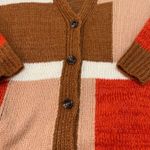 Lush Clothing Lush cream red camel Colorblock v-neck sweater women’s size large Photo 2