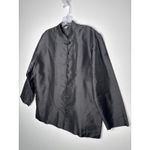 Vintage 100% Thai Silk Jacket Black Mandarin Collar Frog Buttons large Photo 5