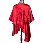 Us Together Satin Balloon Sleeve Asymmetrical Ruffled Blouse Red Size 1X Photo 4
