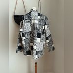 Black & White Floral Patchwork Quilted Reversible Jacket Size M Photo 2