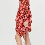 Topshop Houndstooth Pink Red Black Long Sleeve Mini Dress Back Keyhole size 8 Photo 1