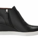 Linea Paolo Felicia Perforated Black Leather Wedge Sneakwrs Photo 1