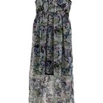 ZARA  Sleeveless Chiffon Floral High Low A-Line Maxi Sundress Dress M Grey Pink Photo 11