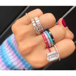 Boutique NEW Women's Pave’ Diamond Black Enamel S925 Stacking Ring Size‎ 9 Photo 8