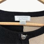Christopher & Banks Vintage Y2K Embroidered Cat Cardigan | Sz Small | Black/Tan Photo 2