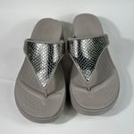 Crocs Monterey Silver Metallic Plate Platform Comfort Slip On Flip Flop Sandals Photo 1