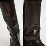 Free People NEW  Black Brown Like Lightning Tall Boots Size 8 Tortoise Riding Photo 0