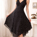 INC International Concepts Silk Polka Dot Midi dress. Retro Pinup Rockabilly 6 Photo 0