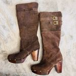 Rockport Katja Shearling Boot Size 7 Dark Brown Grommet Accent & 1" Platform Photo 2