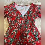 SheIn Plunging Neck Flutter Sleeve Floral Print Frill Trim Dress Photo 5