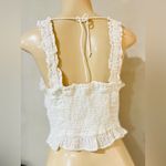 Urban Outfitters  White Eyelet Milkmaid Babydoll Cropped Ruched Tank Sz M Cottage Photo 5
