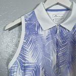Peter Millar Women M White Purple Tropical 1/4 Zip Sleeveless Polo Shirt UPF 50 Photo 3