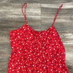 Madewell  Wide Leg Shirred Back Ruched Bodice Spaghetti Strap Jumpsuit Cherry Red Photo 4