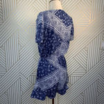 Tularosa Romper V-neck Short Sleeve Blue Bandana Print Ruffle Size Small Photo 7