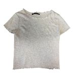 Brandy Melville Small Gray Ribbed Knit Cropped Short Sleeve Top Photo 0