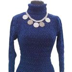 Cache Blue Luxe Velvet Krinkle Burn Out Stretch Moc Turtle Neck Top $148 NWT Photo 0