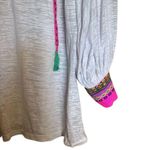 Pitusa Tunic Top Standard Multicolor Colorful Boho Cuffs Tasseled Artsy Resort Size L Photo 5