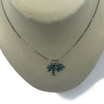 Sterling Silver 925 Blue Fire Opal Palm Tree Necklace 18" Florida Beach Summer Photo 4