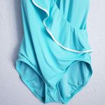 Carmen Marc Valvo  Aqua Marine Ruffle One Piece Swimsuit Photo 1