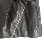 IRO Mupper Black Lamb Leather Studded Belted Moto Biker Mini Skirt L Photo 7