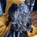 Alexander Wang New Ruched Crinkled-satin Mini Shirt Dress In Black Photo 4