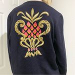Vintage ESCADA Black Double Breasted Embroidered Back Cardigan Sweater Size 40 Photo 6