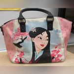 Lounge Fly  Disney Mulan Watercolor Satchel / Tote Bag, White, Blue, Pink Photo 3