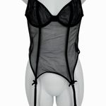 Adore Me Corset Top Size Small Black Sheer Mesh Garter Straps Lingerie Bustier Photo 0