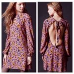 For Love & Lemons  Mini Dress Small Pink Floral Open Back Long Sleeve Boho Photo 1