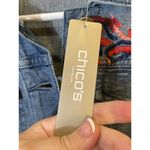 Chico's Zenergy Size 0 French Terry Indigo Jean Jacket Embroidered Floral Photo 4