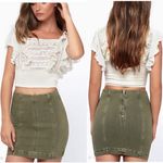 Free People Olive Green Denim Mini Skirt Photo 2