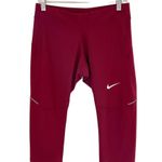 Nike Dri-Fit Cropped Running Capri Legging Maroon Size Small 0645CON Photo 0