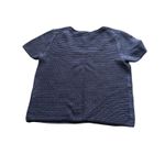 Vince Textured Knit Short Sleeve Scoop Neck Top Navy Blue Women's L Photo 2