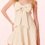 Love Shack Fancy  Yellow Checkered Dress Clarine Linen Gingham Bow Dress size 6 Photo 0