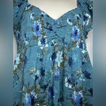 NWT Thirty/Thirty Floral Stretch Cap Sleeve Flowy Women’s Dress Cute Sundress L Blue Size L Photo 3