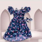 Xhilaration  Floral Shoulder Off Dress, Size M Open , Tie One Button Summer Beach Photo 2