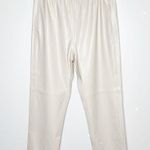 7 For All Mankind NWT Faux Leather Pull-On Joggers Pants Women's Cream Size L Photo 5
