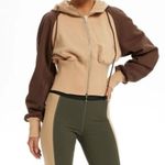 LIT Activewear Rebounce Corset Jacket Hoodie Full Zip in Brown Tan Size S Photo 3