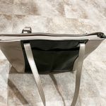 Aurielle Leather Tote Bag Purse Silver Green Double Handle Pockets Zipper Photo 8