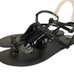 Forever 21 Black Tassel Cross Strap Sandals Size 9 Photo 1
