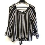 Fortune + Ivy  Black White Striped Women's Blouse XXL-Plus Size Photo 0
