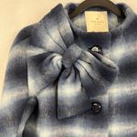 Kate Spade  Dorothy Blue Check/Plaid Wool Blend Coat With‎ Bow Accent Photo 2