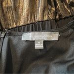 Ny Collection Black & Metallic Gold Layered Blouson Belted Wide Leg Jumpsuit M Photo 10