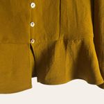 Amour Vert Nadja Mustard Yellow Square Neck Button Front Cropped Peplum Top M Photo 5